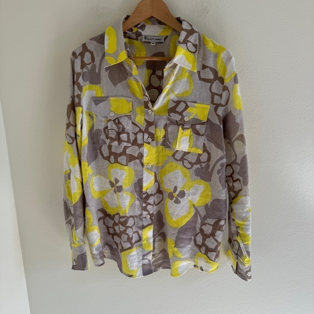 Vintage Elliott Lauren 100% Linen Top Medium